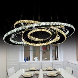 Crystal Pendel Lighting Takljuskrona Ljusarmaturer Med Varm Och Kall Vit 3 Ringar