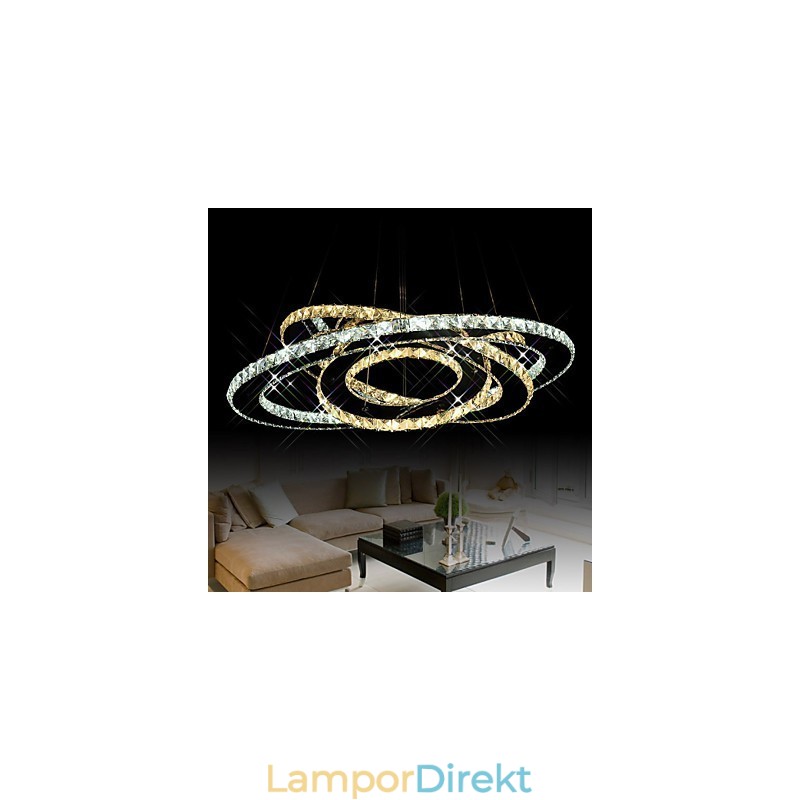 Crystal Pendel Lighting Takljuskrona Ljusarmaturer Med Varm Och Kall Vit 3 Ringar