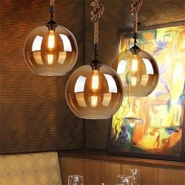 Loft American Rope Retro Lighting Lights Glas Pendel Light
