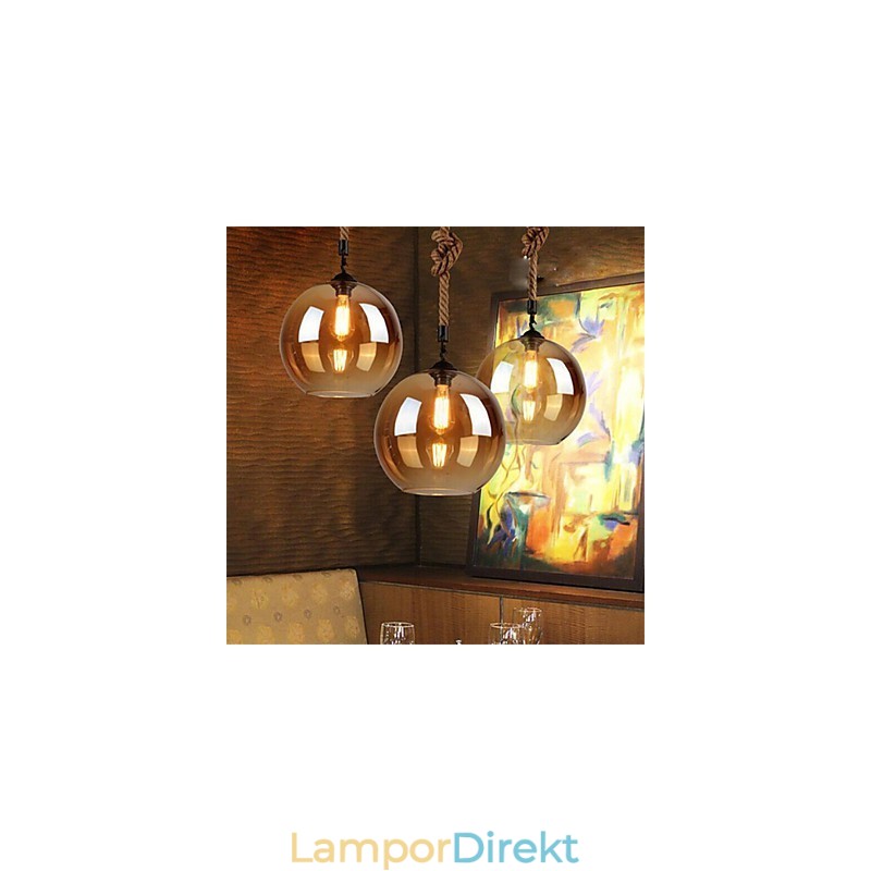 Loft American Rope Retro Lighting Lights Glas Pendel Light