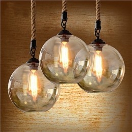 Loft American Rope Retro Lighting Lights Glas Pendel Light