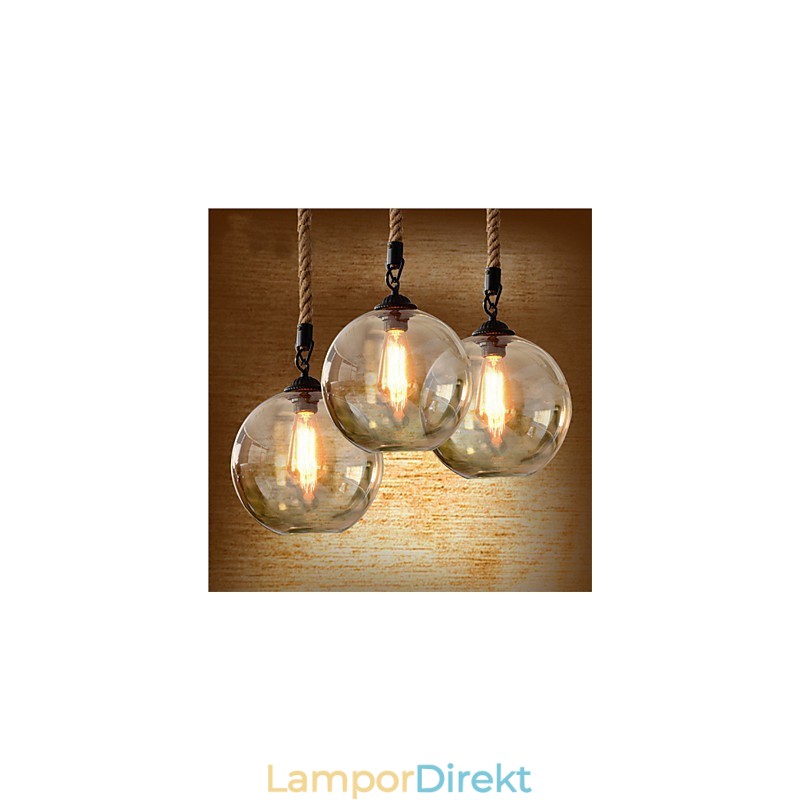 Loft American Rope Retro Lighting Lights Glas Pendel Light