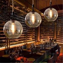 Loft American Rope Retro Lighting Lights Glas Pendel Light