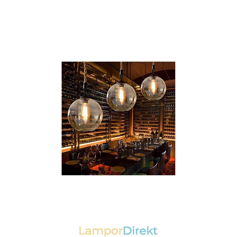 Loft American Rope Retro Lighting Lights Glas Pendel Light