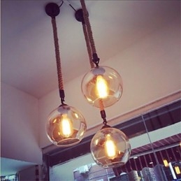 Loft American Rope Retro Lighting Lights Glas Pendel Light