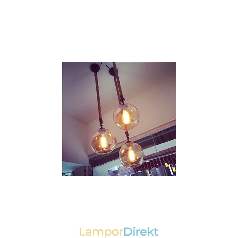 Loft American Rope Retro Lighting Lights Glas Pendel Light