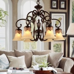 Ljuskrona Pendel Light 6 Lights Vintage Country Island Metal + Glas