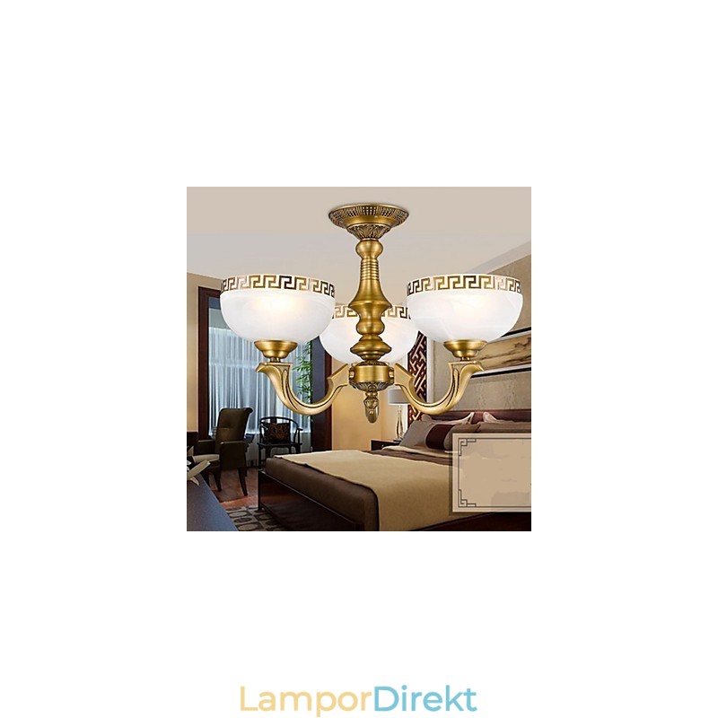 Hel Kopparlampa Marmor Matsal Original Modern Kopparljuskrona