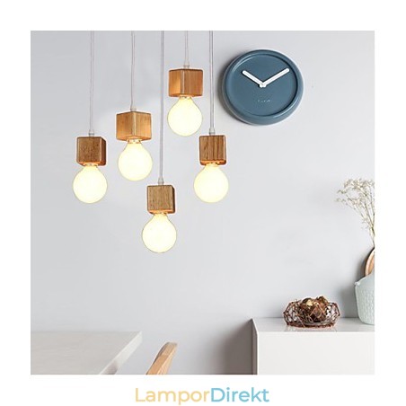 Nordic Solid Wood Fyrkantig Lamphållare Sittande Droplight Lampa Light Nordic Solid Wood Fyrkantig Lamphållare Sittande Droplight Lampa Light