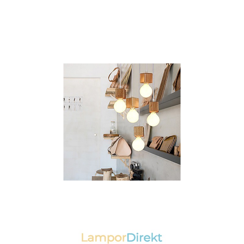 Nordic Solid Wood Fyrkantig Lamphållare Sittande Droplight Lampa Light