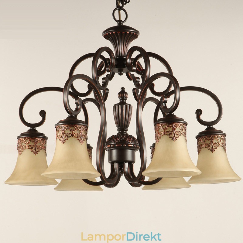 Ljuskrona Pendel Light 6 Lights Vintage Country Island Metal + Glas