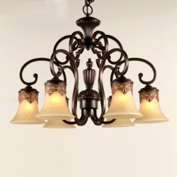 Ljuskrona Pendel Light 6 Lights Vintage Country Island Metal + Glas