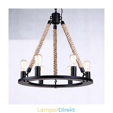 Pendellampa 6 Lampor Country Style Smidesjärn Pendellampa 6 Lampor Country Style Smidesjärn