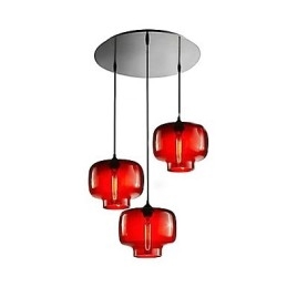 Modernt Glas Taklampa Med 3 Lampor I Transparent Flaskdesign