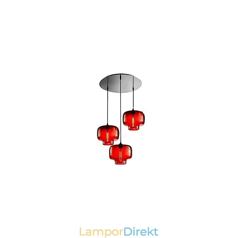 Modernt Glas Taklampa Med 3 Lampor I Transparent Flaskdesign