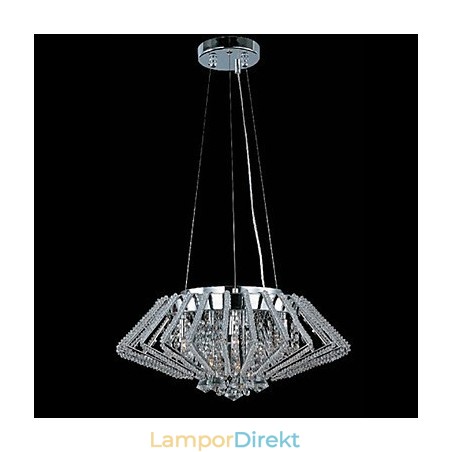 Diamantformad Kristall I Rostfritt Stål Med 9 Lampor Diamantformad Kristall I Rostfritt Stål Med 9 Lampor