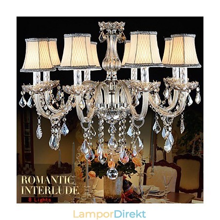 Stor Kristallkrona 8 Armar Lyxig Kristallljus Mode Ljuskrona Kristallljus