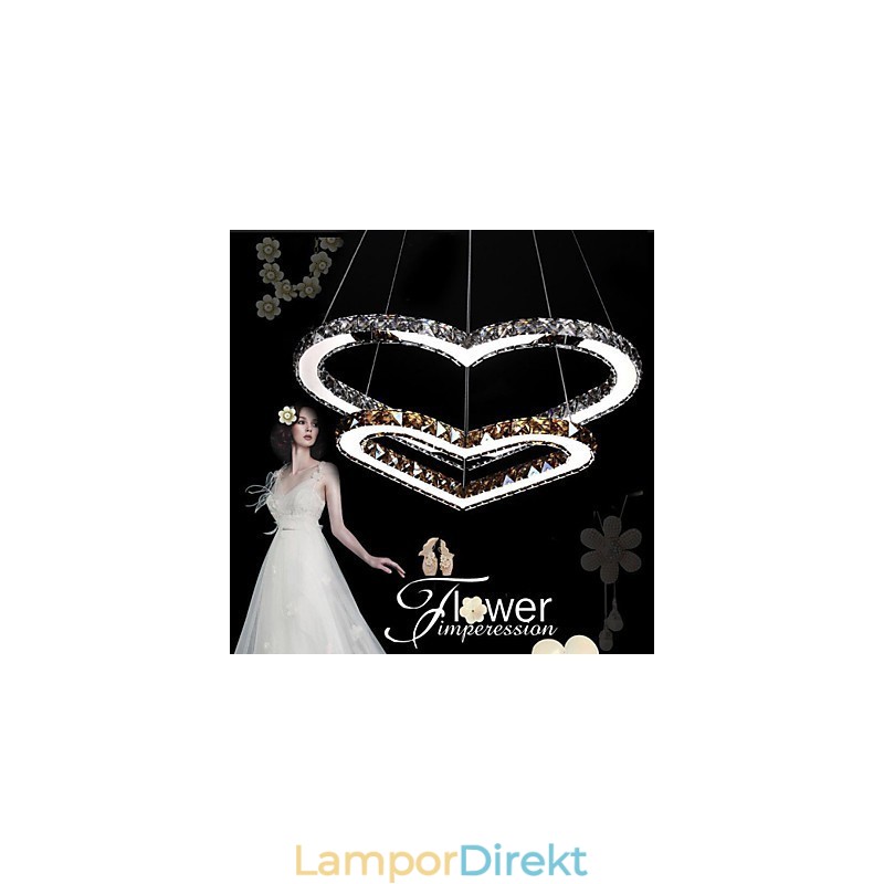 Pendelbelysning Ljuskrona Ljus Transparent Eller Amber K9 Kristall Dubbel Hjärtformade Taklampor Ljus