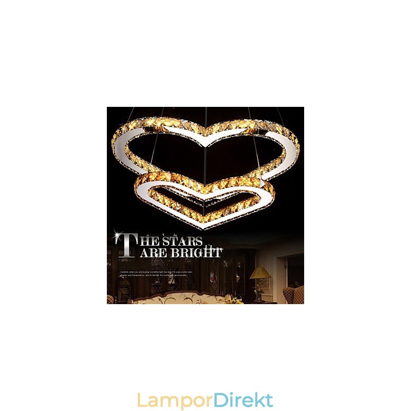 Pendelbelysning Ljuskrona Ljus Transparent Eller Amber K9 Kristall Dubbel Hjärtformade Taklampor Ljus