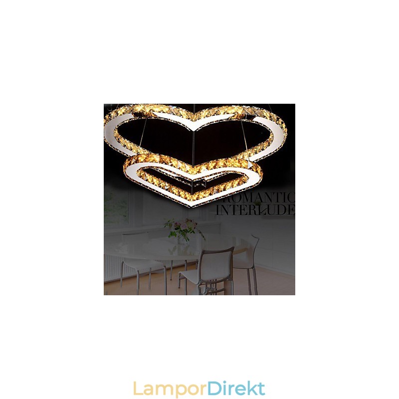 Pendelbelysning Ljuskrona Ljus Transparent Eller Amber K9 Kristall Dubbel Hjärtformade Taklampor Ljus