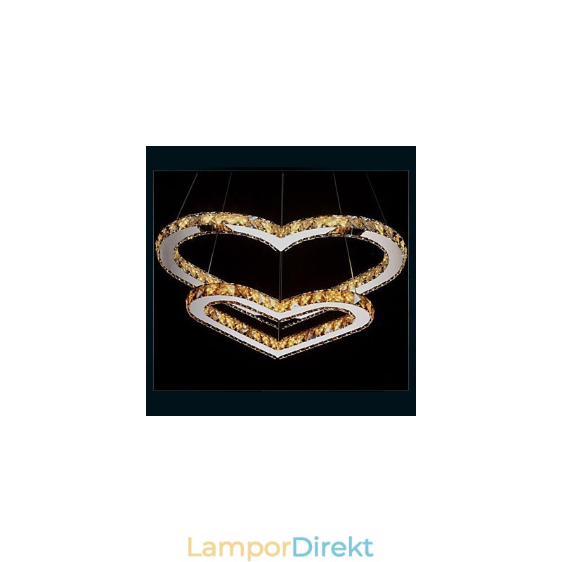 Pendelbelysning Ljuskrona Ljus Transparent Eller Amber K9 Kristall Dubbel Hjärtformade Taklampor Ljus