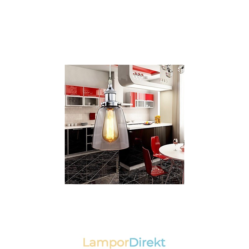 Modernt Kromglas Vintage Industriell Retro Fitting Edison Pendel Light Cafe Veranda Light