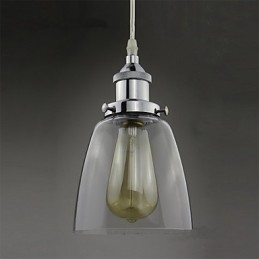 Modernt Kromglas Vintage Industriell Retro Fitting Edison Pendel Light Cafe Veranda Light
