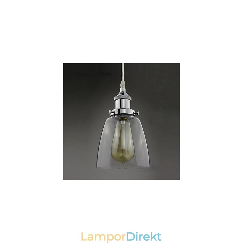 Modernt Kromglas Vintage Industriell Retro Fitting Edison Pendel Light Cafe Veranda Light