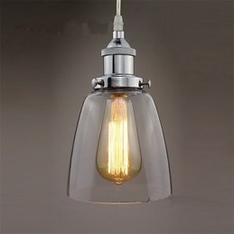 Modernt Kromglas Vintage Industriell Retro Fitting Edison Pendel Light Cafe Veranda Light