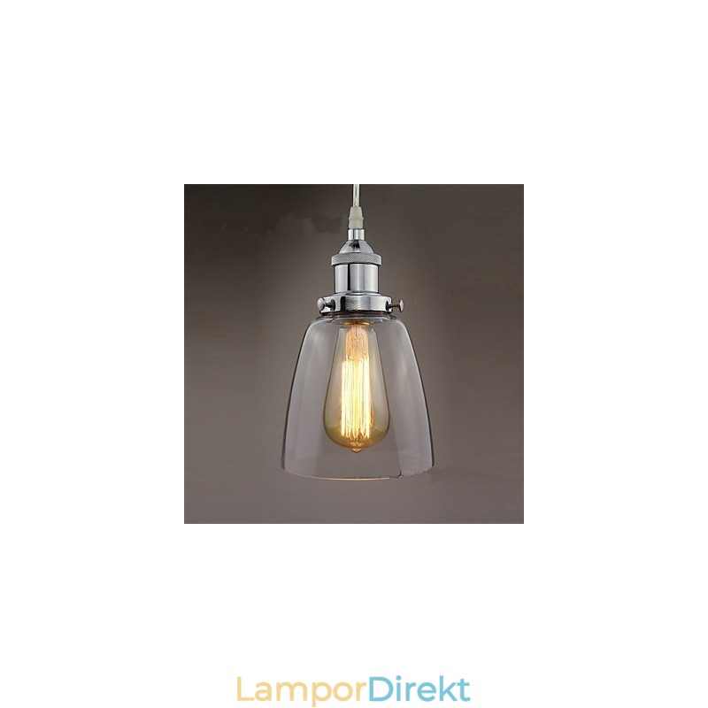 Modernt Kromglas Vintage Industriell Retro Fitting Edison Pendel Light Cafe Veranda Light