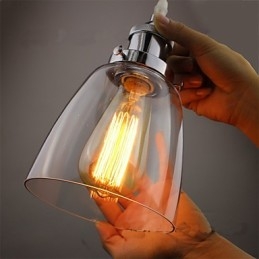 Modernt Kromglas Vintage Industriell Retro Fitting Edison Pendel Light Cafe Veranda Light