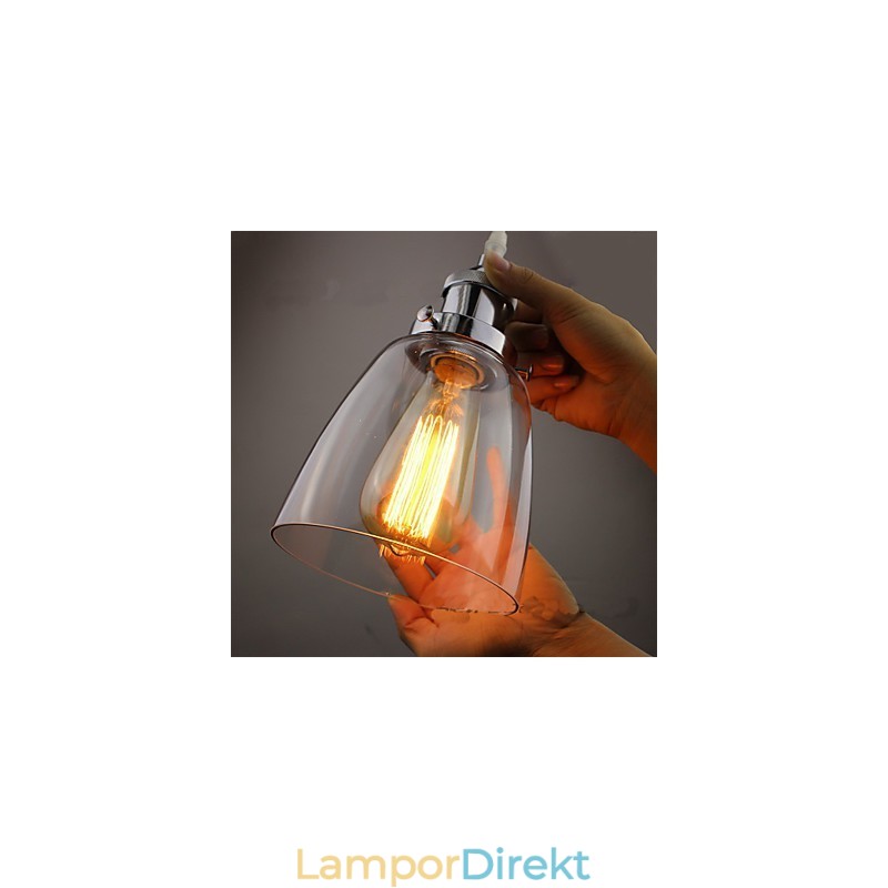 Modernt Kromglas Vintage Industriell Retro Fitting Edison Pendel Light Cafe Veranda Light