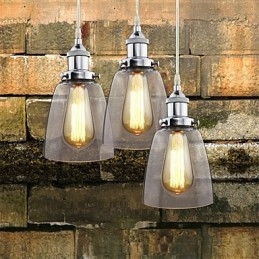 Modernt Kromglas Vintage Industriell Retro Fitting Edison Pendel Light Cafe Veranda Light