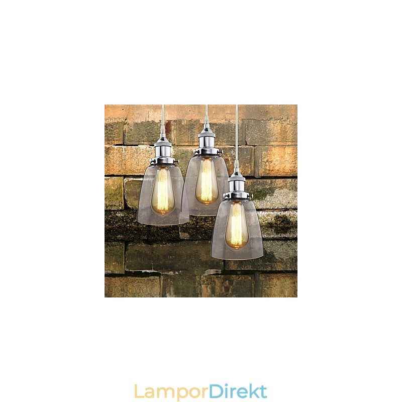 Modernt Kromglas Vintage Industriell Retro Fitting Edison Pendel Light Cafe Veranda Light