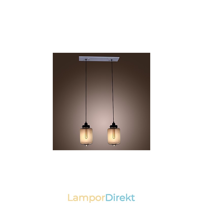 Modernt Glas Taklampa Med 2 Lampor I Transparent Flaskdesign
