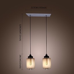 Modernt Glas Taklampa Med 2 Lampor I Transparent Flaskdesign