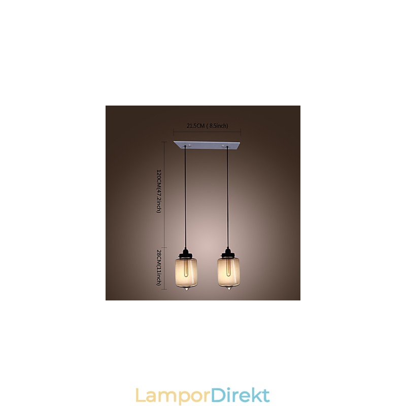 Modernt Glas Taklampa Med 2 Lampor I Transparent Flaskdesign