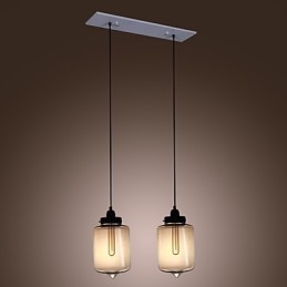 Modernt Glas Taklampa Med 2 Lampor I Transparent Flaskdesign