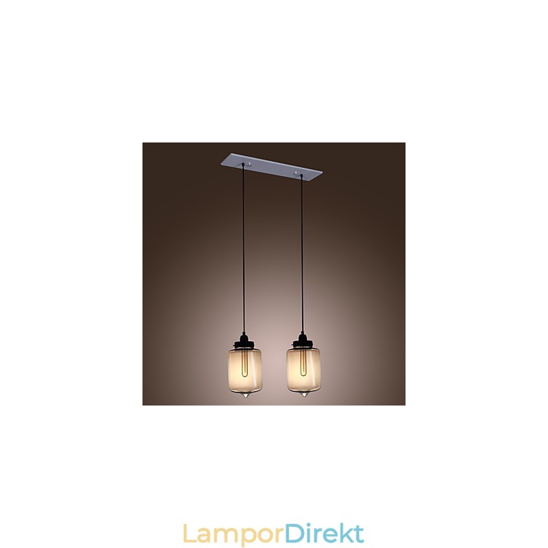 Modernt Glas Taklampa Med 2 Lampor I Transparent Flaskdesign