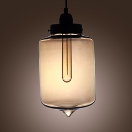 Modernt Glas Taklampa Med 2 Lampor I Transparent Flaskdesign
