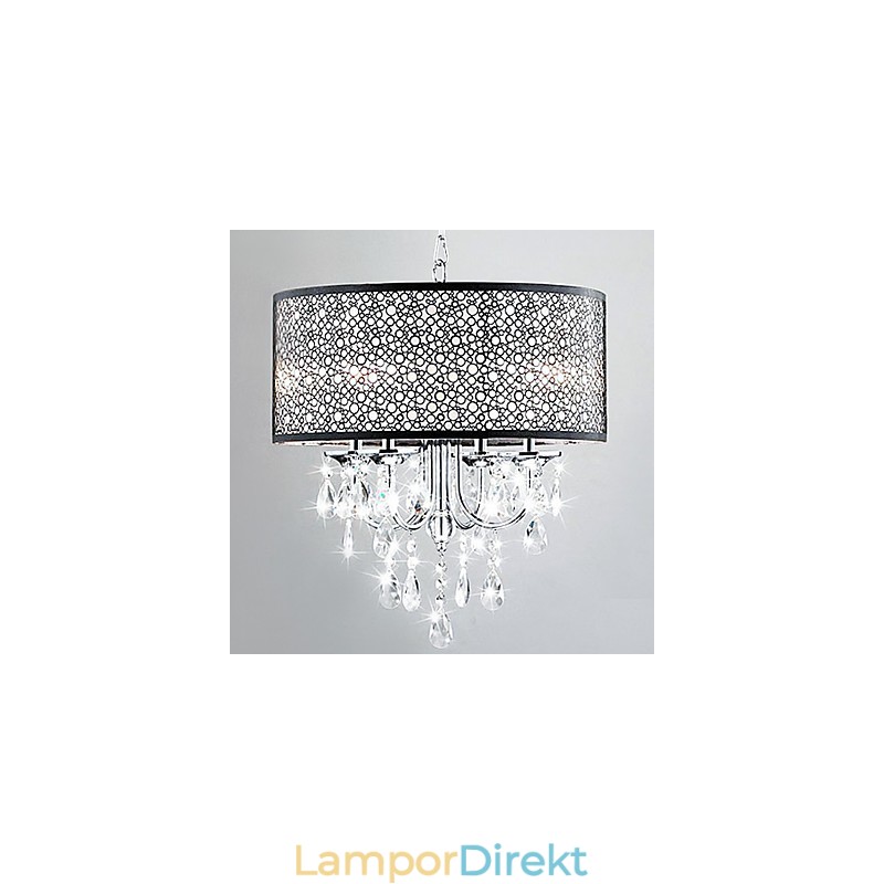 Modern 4-Ljus Taklampa Med Kristalldroppar
