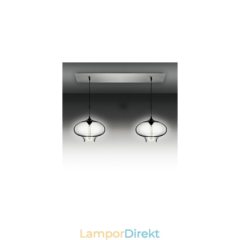 2 Ljus Modern Glas Pendellampa I Black Bubble Design