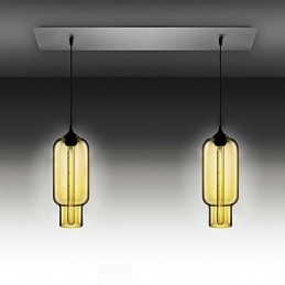 Modernt Genomskinligt Glas Taklampa Med 2 Lampor I Bubble Design Electroplate Finished