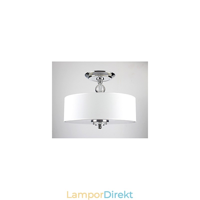 Elegant Crytal Flush Mount Med 6 Lampor I Cylinderskärm