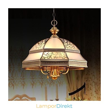 Mässing Pendellampa Six Lights Vintage Total Kopparglas Mässing Pendellampa Six Lights Vintage Total Kopparglas