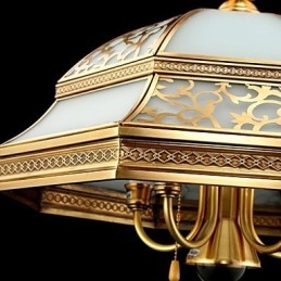 Mässing Pendellampa Six Lights Vintage Total Kopparglas
