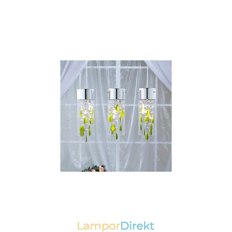 Konstnärlig Kristall Taklampa Med Gröna Dekorationer G4 Lampbas
