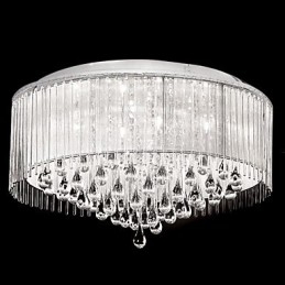 Elegant Pendellampa I Kristall Med 8 Lampor I Cylinderskärm