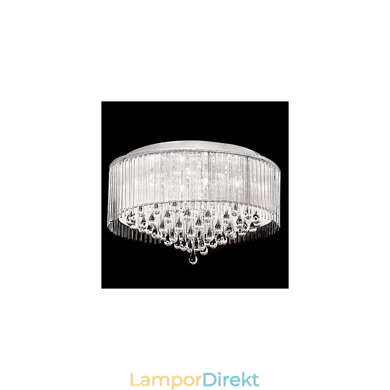 Elegant Pendellampa I Kristall Med 8 Lampor I Cylinderskärm