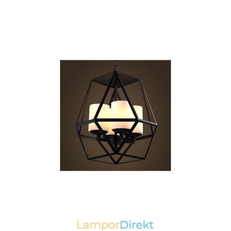 Toppnivå Americange Vintage Svart Järnlampa Modern Ljuskrona Ljuskrona 4 Lampor